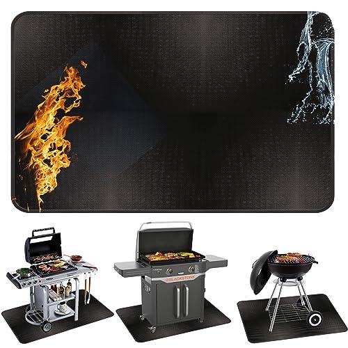 Sakolla 48 x 30 inch Under Grill Mats for Outdoor Grill Fireproof Grill Pad for Fire Pit Grill Deck Patio Protector BBQ Mat Indoor Fireplace Mat Fire Pit Mat Water Resistant & Oil Proof Pad - CookCave