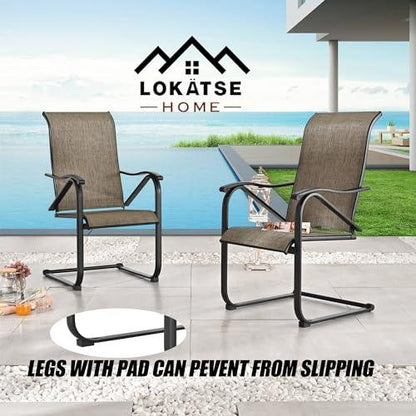 LOKATSE HOME Sling Patio Dining Set of 2 Outdoor Chairs Poolside Balcony Garden Porch, Black Frame - CookCave