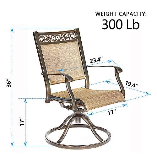 Dali Swivel Rocker Chair, Cast Aluminum All-Weather Comfort Club Arm Patio Dining Chair 2 Pc - CookCave