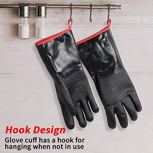 Rayocon BBQ Grill Gloves 932°F Heat Resistance Barbecue Grilling Gloves Smoker Kitchen Oven Mitts Cooking Gloves for Turkey Fryer/Smoking/Baking/Welding/Frying(14 INCH) - CookCave