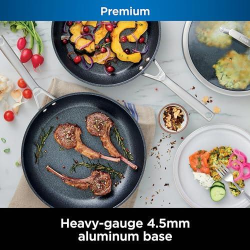 Ninja C30150 Foodi NeverStick Premium 5-Quart Sauté Pan with Glass Lid, Hard-Anodized, Nonstick, Durable & Oven Safe to 500°F, Slate Grey - CookCave