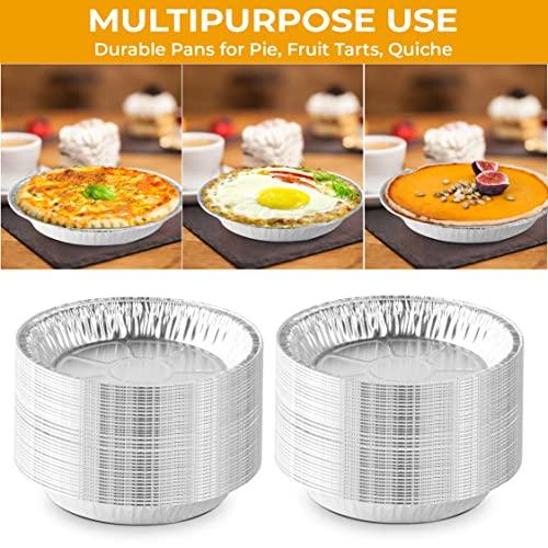 The Baker Celebrations Aluminum Foil Baking Pie Pans – 8 inch (7 inch Inner Diameter) Disposable Plates - Made in USA (Pack of 25) - CookCave