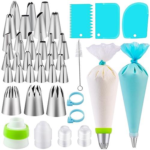 Piping Bags and Tips Sets 75 Pcs, Nifogo Cake Decorating Supplies Kit for Baking, Pastry Bags and Russian Piping Tips, Baking Supplies for Cake Cupcake Cookies Decoration (75 pcs) - CookCave