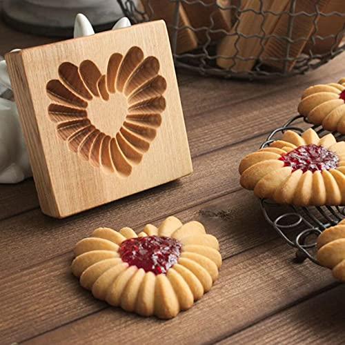 Wooden Cookie Biscuit Mold, 3D Baking Mold, Embossing Craft Decorating Baking Tool, Suitable for Halloween Thanksgiving Christmas Kitchen DIY (Love B 10 * 10 * 2) - CookCave