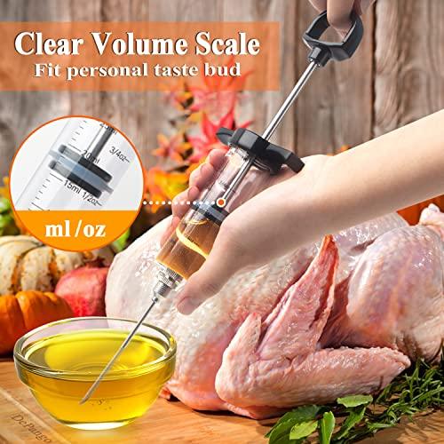 DePango Meat Injector, Anti-Break 1-oz Turkey Injector Syringe for Meats with 2 Stainless Steel Meat Needles, Crack-Proof Plastic Marinade Flavor Injector for BBQ Smoker, Steak, Pork and Chicken - CookCave