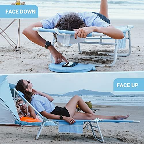 #WEJOY Beach Chaise Lounge Outdoor Lounge Chair with Face Hole Tanning Chair Lightweight Folding Chaise Lounge Indoor Reclining Beach Chair + Removable Pillow for Sunbathing,Patio,Pool,Lawn,Backyard - CookCave
