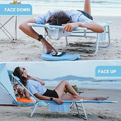 #WEJOY Beach Chaise Lounge Outdoor Lounge Chair with Face Hole Tanning Chair Lightweight Folding Chaise Lounge Indoor Reclining Beach Chair + Removable Pillow for Sunbathing,Patio,Pool,Lawn,Backyard - CookCave