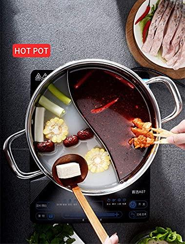 Shabu Shabu Hot Pot. 304 Premium Stainless Steel Hot Plate Cookware Set Ramen Cooker, Hot Pot Soup Base Korean BBQ Multi Cooker Stainless Steel Pot Set, 11"(28cm) Pot with Divider - CookCave