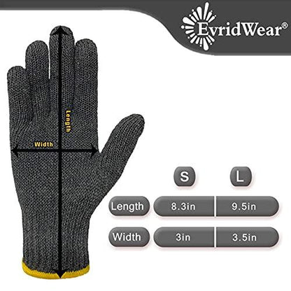 Evridwear Cotton Work Gloves Light-duty String Knit BBQ Glove Liner for Outdoor Cooking, Painting, Gardening Men & Women 10 Pairs (Grey, Large) - CookCave