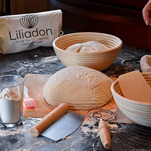 Liliadon Proofing Baskets Sourdough Starter Set of 11 - 2 Round 9 Inches Banneton Bread Basket, Supplies and Tools for Bread Baking Starter Kit Perfect for Gift - CookCave