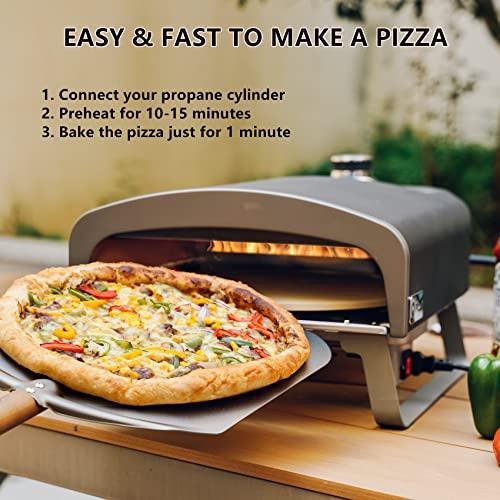 Q Pizza Gas Pizza Oven Portable Propane Pizza Oven with Automatic Rotating Stone for Outdoor Cooking, Portable Gas Pizza Oven For Outside Garden Backyard Party - CookCave