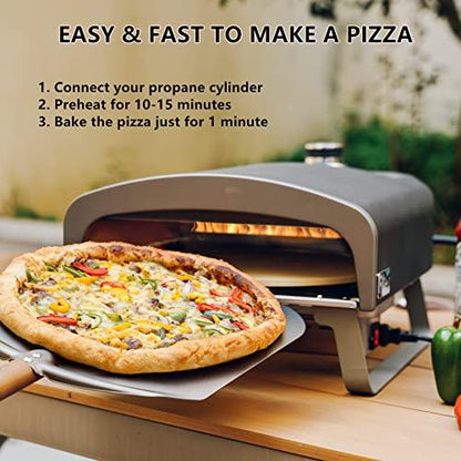 Q Pizza Gas Pizza Oven Portable Propane Pizza Oven with Automatic Rotating Stone for Outdoor Cooking, Portable Gas Pizza Oven For Outside Garden Backyard Party - CookCave