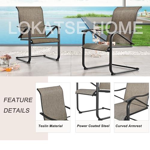 LOKATSE HOME Sling Patio Dining Set of 2 Outdoor Chairs Poolside Balcony Garden Porch, Black Frame - CookCave