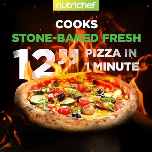 NutriChef NCPIZOVN Portable Outdoor Gas Oven-Foldable Feet, Adjustable Heat Control Dial, Includes Burner, Stone & Regulator w/Hose, Cooks 12" Pizza in 60 Seconds - CookCave