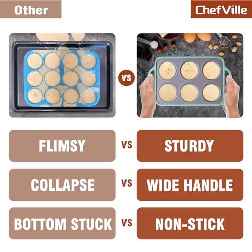 ChefVille Silicone Muffin Pan, 6 Cups Cupcake Pan, Nonstick Baking Cups, BPA Free Cupcake Mold for Homemade Muffins, Cupcakes, Frittatas and Quiches - CookCave