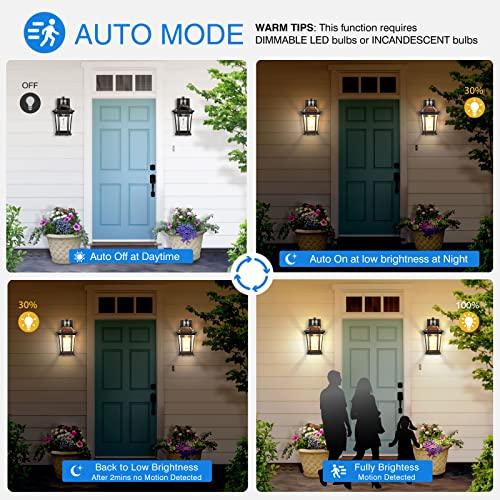 VIANIS Motion Sensor Exterior Light Fixture, 2 Pack Dusk to Dawn Outdoor Light Wall Mount, Anti-Rust Aluminum Outside House Lights,Farmhouse Coach Lantern for Porch, Entryway, Garage, Front Door - CookCave