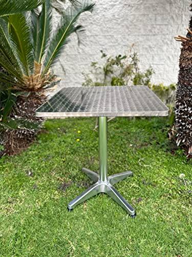 BTEXPERT Silver Indoor Outdoor 23.75" Restaurant Table for Patio Stainless Steel Aluminum Furniture with Base, 23.75Inch Square X 27.7" Height-One - CookCave