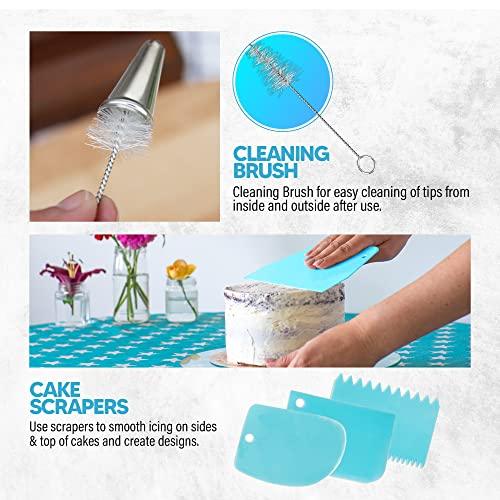 Riccle Piping Bags Tips Set,Cake Decorating Tools with 6pcs 3 Sizes (12”+14”+16”) Reusable Icing Pastry Bags, 6 Different Icing Bags Tips, 6 Piping Bags Couplers and 6 Frosting Bags Ties (Pack Of 22) - CookCave