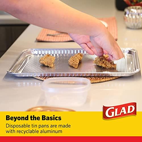 Glad Disposable Bakeware Aluminum Rectangular Cookie Sheets for Baking and Roasting, 12 Count | 16" x 11" x 0.25" - Textured Sheet for Easy Removal, Made from Recyclable Aluminum - CookCave