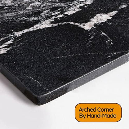 Diflart Natural Marble Stone Cutting Board for Kitchen, 16x20 Inch, Black, Marble Slab Pastry Board Large with Non-Slip Feet for Cheese, Charcuterie, Dough Chocolate, Pack of 1 Piece - CookCave