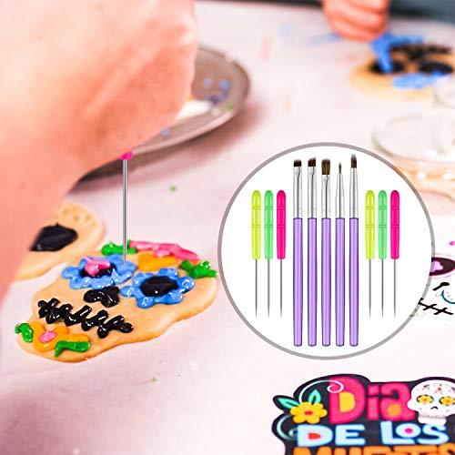 15 Pieces Cake Decorating Tool Set Include Cookie Decoration Brushes Cookie Scriber Needles Sugar Stir Needles Elbow and Straight Tweezers for Cookie Cake Fondant Decoration Supplies(Purple) - CookCave