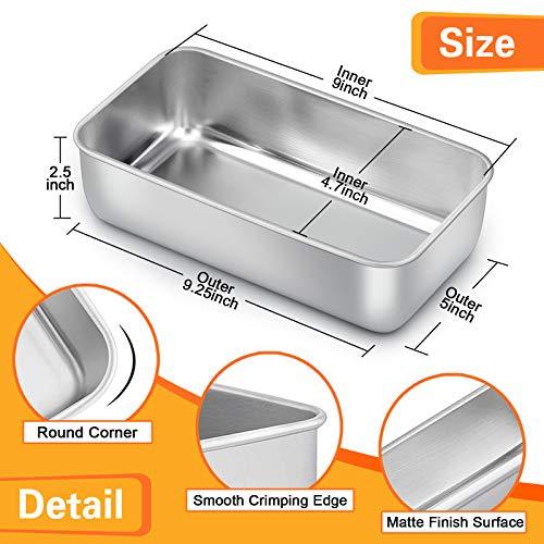 E-far Loaf Pan for Baking Bread, 9 x 5 Inch Stainless Steel Baking Loaf Pans, Metal Bakeware for Bread Meatloaf Cake Brownies, Healthy & Non Toxic, Easy Release & Dishwasher Safe - Set of 3 - CookCave