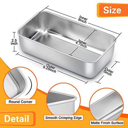 E-far Loaf Pan for Baking Bread, 9 x 5 Inch Stainless Steel Baking Loaf Pans, Metal Bakeware for Bread Meatloaf Cake Brownies, Healthy & Non Toxic, Easy Release & Dishwasher Safe - Set of 3 - CookCave