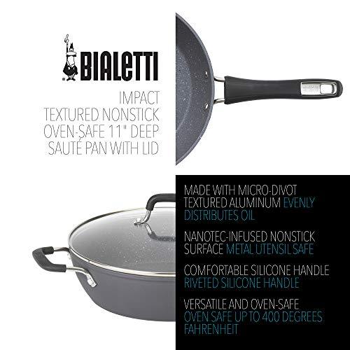 Bialetti Impact, Non-Stick 11 in. Covered Saute Pan, Gray - CookCave