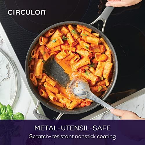 Circulon A1 Series with ScratchDefense Technology Nonstick Induction Sauté Pan with Helper Handle and Lid, 5 Quart, Graphite - CookCave