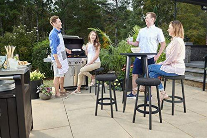Keter Resin Backless 26” Counter Height Bar Stools Set of 2 for Patio and Outdoor Bar Seating, Dark Grey - CookCave