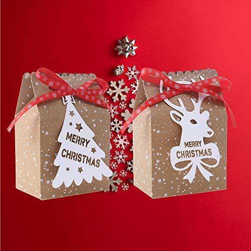 CCINEE 24PCS Bulk Christmas Goodies Bags,Kraft Holiday Gift Bags Christmas Gift Bags with Tags Snowflake Ribbons for Christmas Party Supplies - CookCave