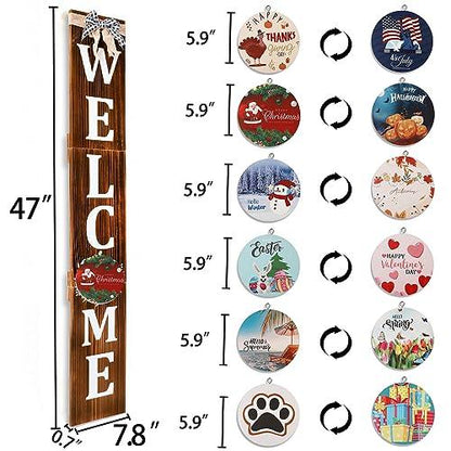 ECOGREDA Welcome Sign for Front Porch– 52inch,Wooden Interchangeable Vertical Home Wall Decor,Standing and Hanging Farmhouse Outdoor Indoor Decor Welcome Door Sign for Fall Harvest Halloween Christmas - CookCave