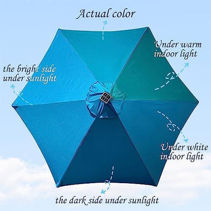 Blissun 7.5 ft Solar Umbrella 18 LED Lighted Patio Umbrella Table Market Umbrella with Tilt and Crank Outdoor Umbrella for Garden, Deck, Backyard, Pool and Beach (Cerulean) - CookCave