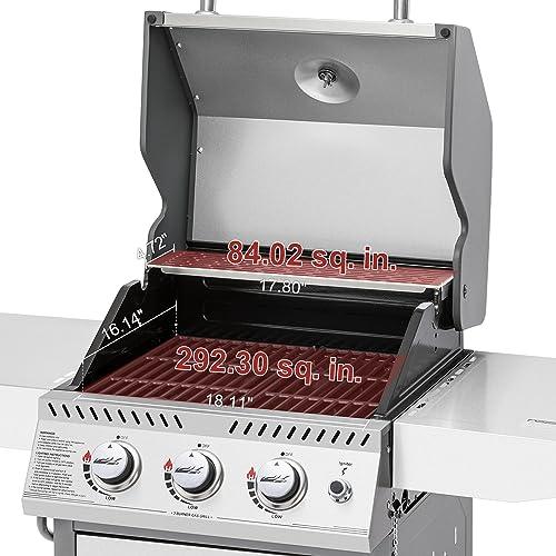 Royal Gourmet GG3001S Stainless Steel 3-Burner Propane Gas Grill, 25,500 BTU Cabinet Style BBQ Gas Grill with Side Tables, Outdoor Cooking Patio Garden Barbecue, Silver - CookCave