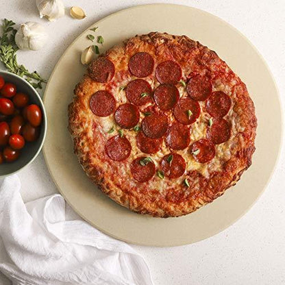 Culinary Couture 15" Round Pizza Stone for Oven and Grill - Cordierite Pizza Stone for Bread, Calzone, Cookies - Oven and Grill Pizza Stone for Outdoor Grill, Stone Pizza Pan for Oven - CookCave