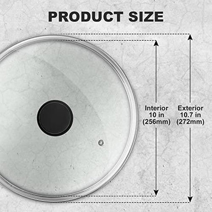 Wadaza Pan Lid 10 Inch - Tempered Glass Pot Lid - Oven Safe Replacement Glass Lid for Frying Pan Wok Pot Skillet - CookCave