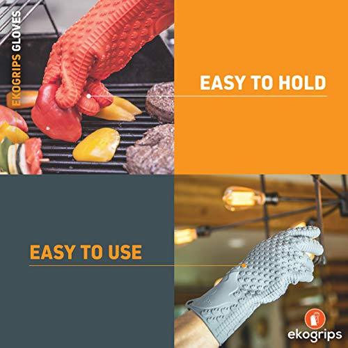 Jolly Green Products Ekogrips Premium Grilling Gloves Heat Resistant BBQ Gloves for Indoor and Outdoor Cooking, Meat Handling Gloves, Kitchen Oven Gloves with Fingers, Silicone Oven Mitts - CookCave