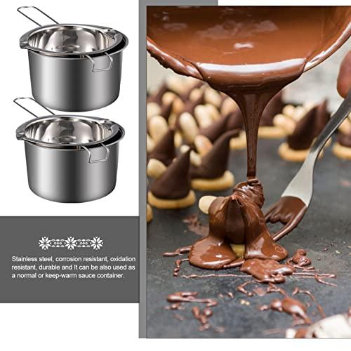 EXCEART 1 Set Double Boiler Pot Stainless Steel Water Boiling Melting Pot with Dual Pour Spout for Candle Butter Chocolate Cheese Caramel 400ml - CookCave