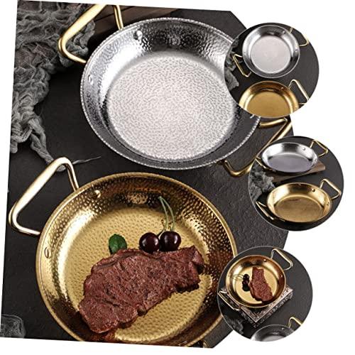 BRIGHTFUFU Double Ears Sukiyaki Restaurant Pan Paella Cooking Pan Nonstick Frying Pan Cauldron Cast Iron Paella Cooker Appetizer Plate Dish Thicken 304 Stainless Steel Anti-scalding Pan - CookCave