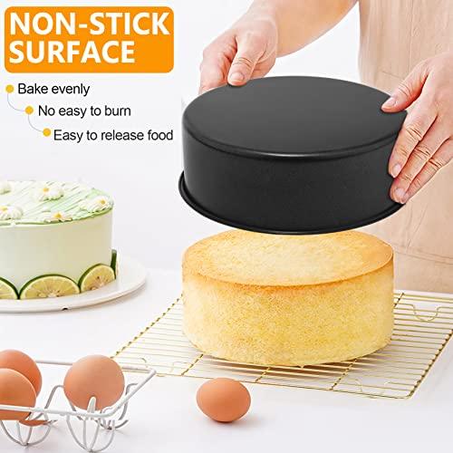 6 Inch Non-Stick Cake Pans Set of 2, P&P CHEF Round Baking Pans Bakeware for Layered Cakes, Non-Toxic, Stainless Steel Core & One-piece Design, Black - CookCave