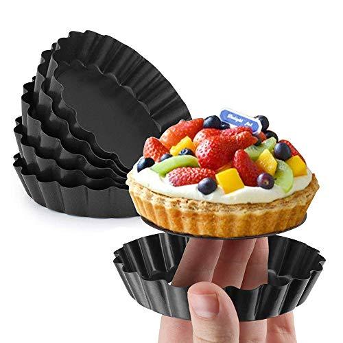 Gutsdoor Mini Tart Pan 4 Inch with Removable Bottom Quiche Pan Nonstick Round Quiche Pie Pan Set of 6 - CookCave