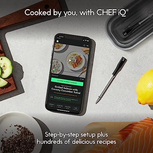 CHEF iQ Smart Wireless Meat Thermometer with 2 Ultra-Thin Probes, Unlimited Range Bluetooth Meat Thermometer, Digital Food Thermometer for Remote Monitoring of BBQ Grill, Oven - CookCave