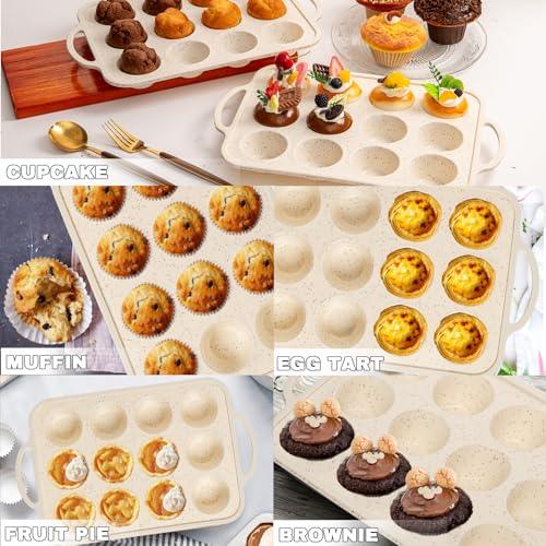 iArtker Silicone Muffin Pan - 12 Cups Muffin Baking Mold With Reinforced Stainless Steel Frame Inside, Non-stick Bakeware Durable Baking Mold Cupcake Molds,Dishwasher Safe,BPA Free - CookCave