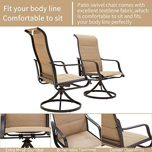 Top Space Patio Dining Chairs Textilene High Back Outdoor Swivel Rocker Set with All Weather Frame (Beige,Set of 2) - CookCave