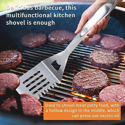 Evanda Grill Spatula, Stainless Steel Multifunction Barbecue Turner, Sturdy and Durable Handle, Heat Resistant, Great for Outdoor BBQ, Teppanyaki, Camping - CookCave