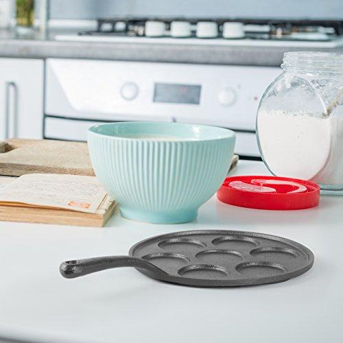 Commercial CHEF Cast Iron Pancake Pan, Silver Dollar Pancake Griddle, Easy to Clean & Heats Evenly, Makes 7 Mini Silver Dollar Pancakes - CookCave