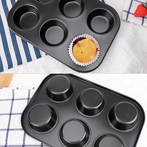 Beasea Muffin Pan 6 Cup, Set of 2 Non Stick Muffin Baking Pan, Carbon Steel Muffin Pan Bakeware Set Cupcake Baking Pan for Oven Baking - CookCave