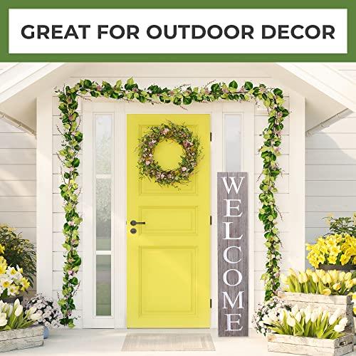 ALBEN Welcome Sign for Front Door Porch – 5 Feet Tall, Vertical Wooden Outdoor and Indoor Welcome Home Decor Sign Wall Decorations (Grey) - CookCave