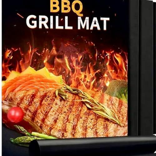 Grill Mat -Heavy Duty Grill Mats Non Stick, BBQ Outdoor Grill & Baking Mats - Reusable, Easy to Clean Barbecue Grilling Accessories - Work on Gas Charcoal Electric - CookCave