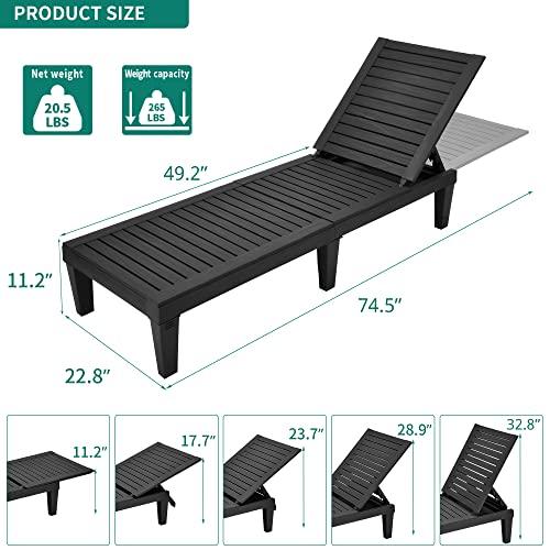 YITAHOME Chaise Outdoor Lounge Chairs with Adjustable Backrest, Multi-Functional Patio Loungers Easy Assembly & Lightweight, Waterproof Poolside Chaise Lounge with 265lbs Capacity - Black - CookCave